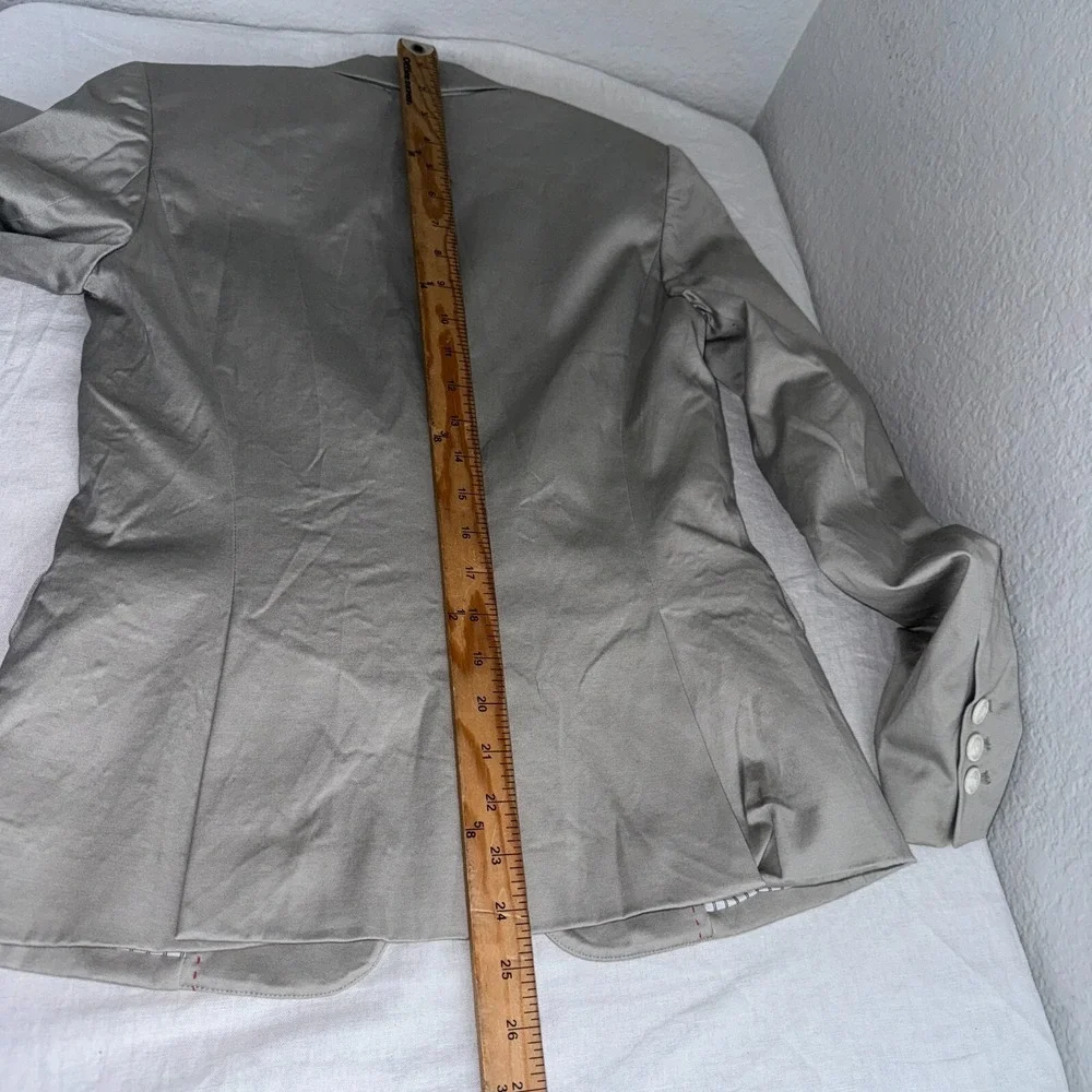 Alice +‎ Olivia Blazer Jacket XS Tan Preppy Cotton Notch Lapel Single Breasted